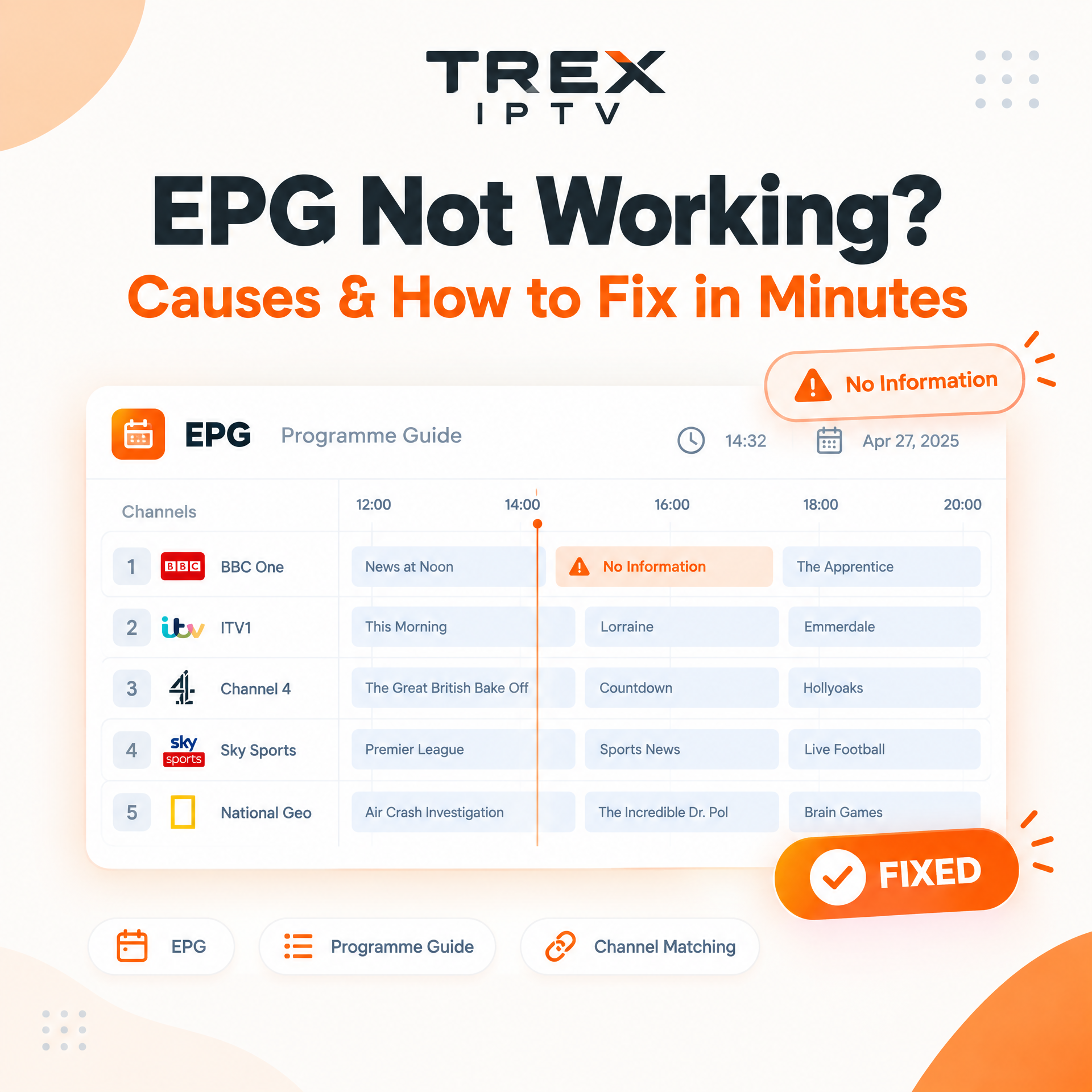 Trex IPTV EPG Not Working: Causes & How to Fix in Minutes?